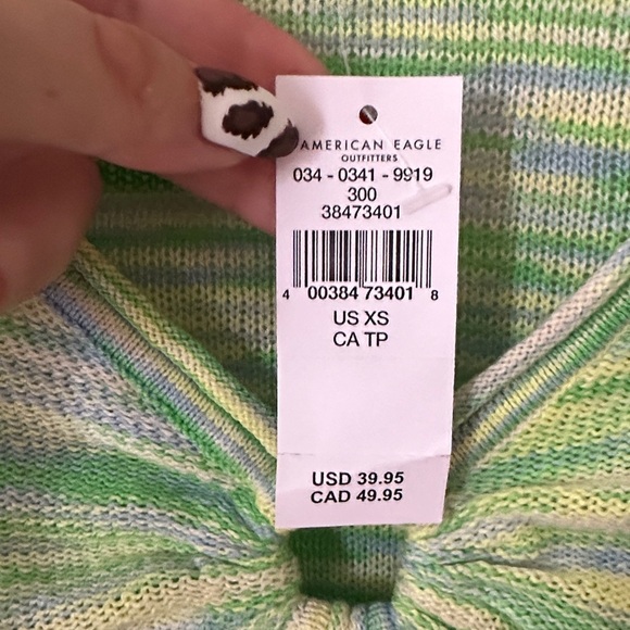 AMERICAN EAGLE OUTFITTERS | Y2K Green & Yellow Blouse with Bell Long Sleeves - Picture 4 of 15